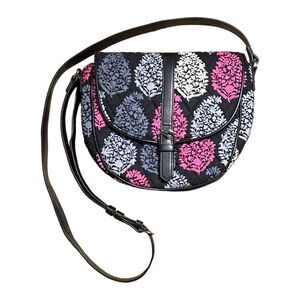 Vera Bradley Northern Lights Floral Cotton Crossbody Slim Saddle Bag Purse